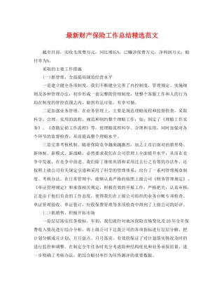 最新财产保险工作总结精选范文 