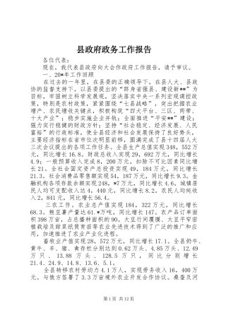 县政府政务工作报告