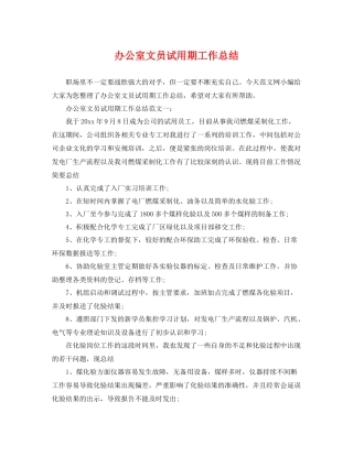 办公室文员试用期工作总结 