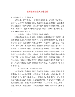 农村信用社个人工作总结 