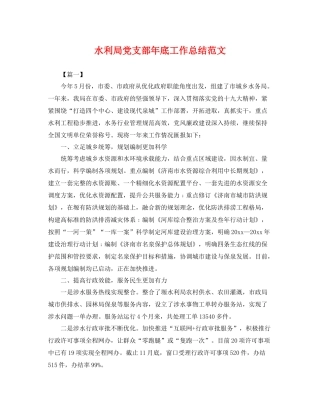 水利局党支部年底工作总结范文 