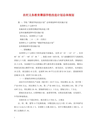 农村义务教育薄弱学校改造计划总体规划 