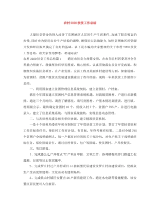 农村2020扶贫工作总结 