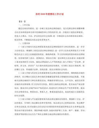 农村2020年度普法工作计划 