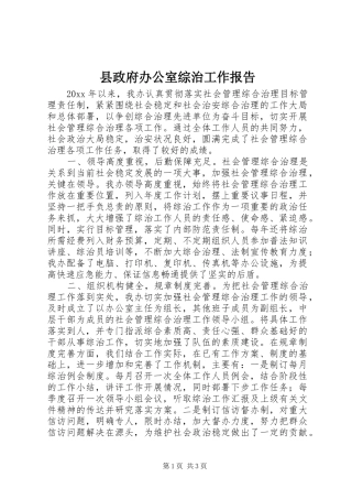 县政府办公室综治工作报告