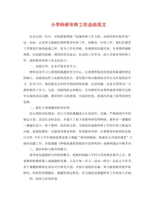 小学科研年终工作总结范文 