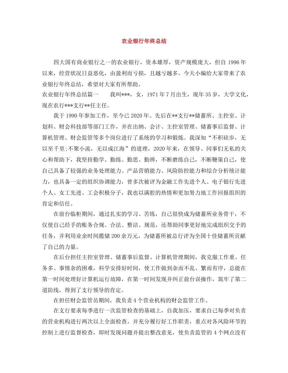 农业银行年终总结 _第1页