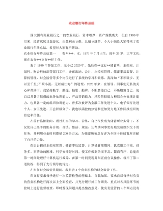 农业银行年终总结 