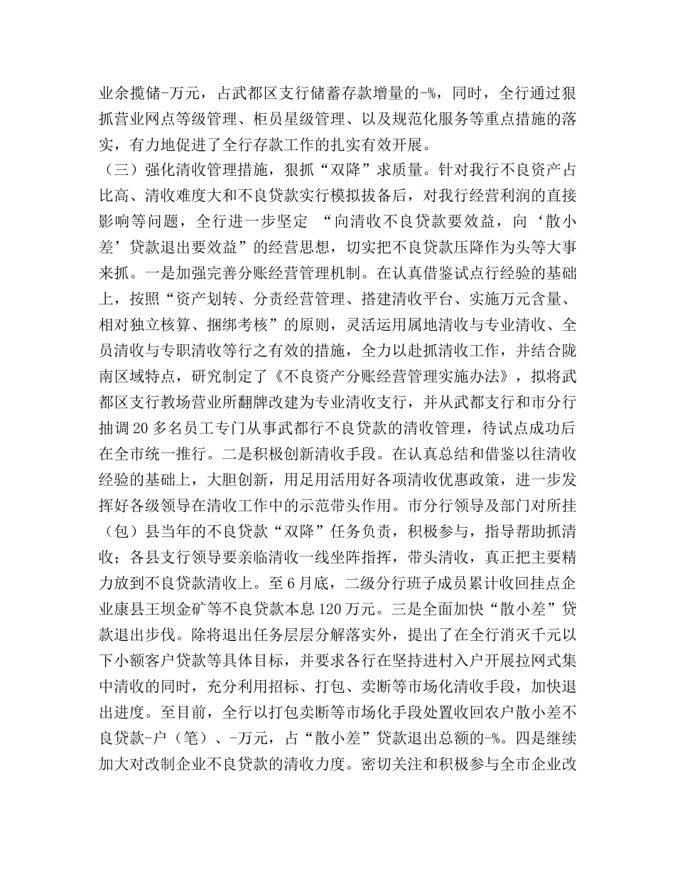 农业银行陇南市分行上半年工作总结 _第3页