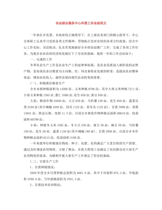 农业综合服务中心年度工作总结范文 