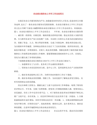 农业综合服务站上半年工作总结范文 