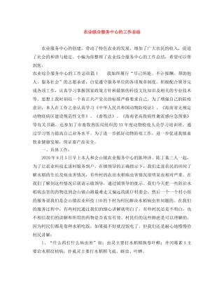农业综合服务中心的工作总结 