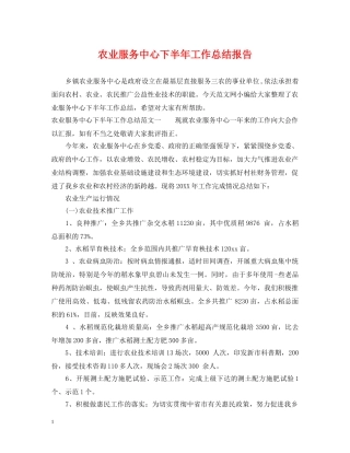 农业服务中心下半年工作总结报告 