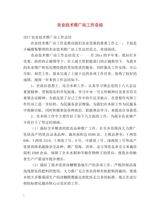 农业技术推广站工作总结 