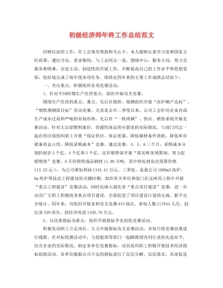 初级经济师年终工作总结范文 