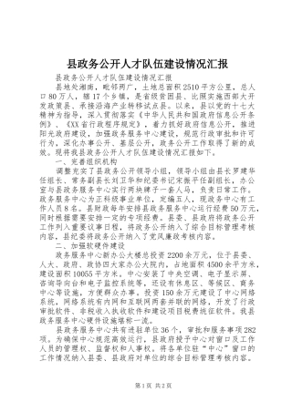 县政务公开人才队伍建设情况汇报