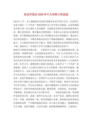 农业开发办2020年个人年终工作总结 