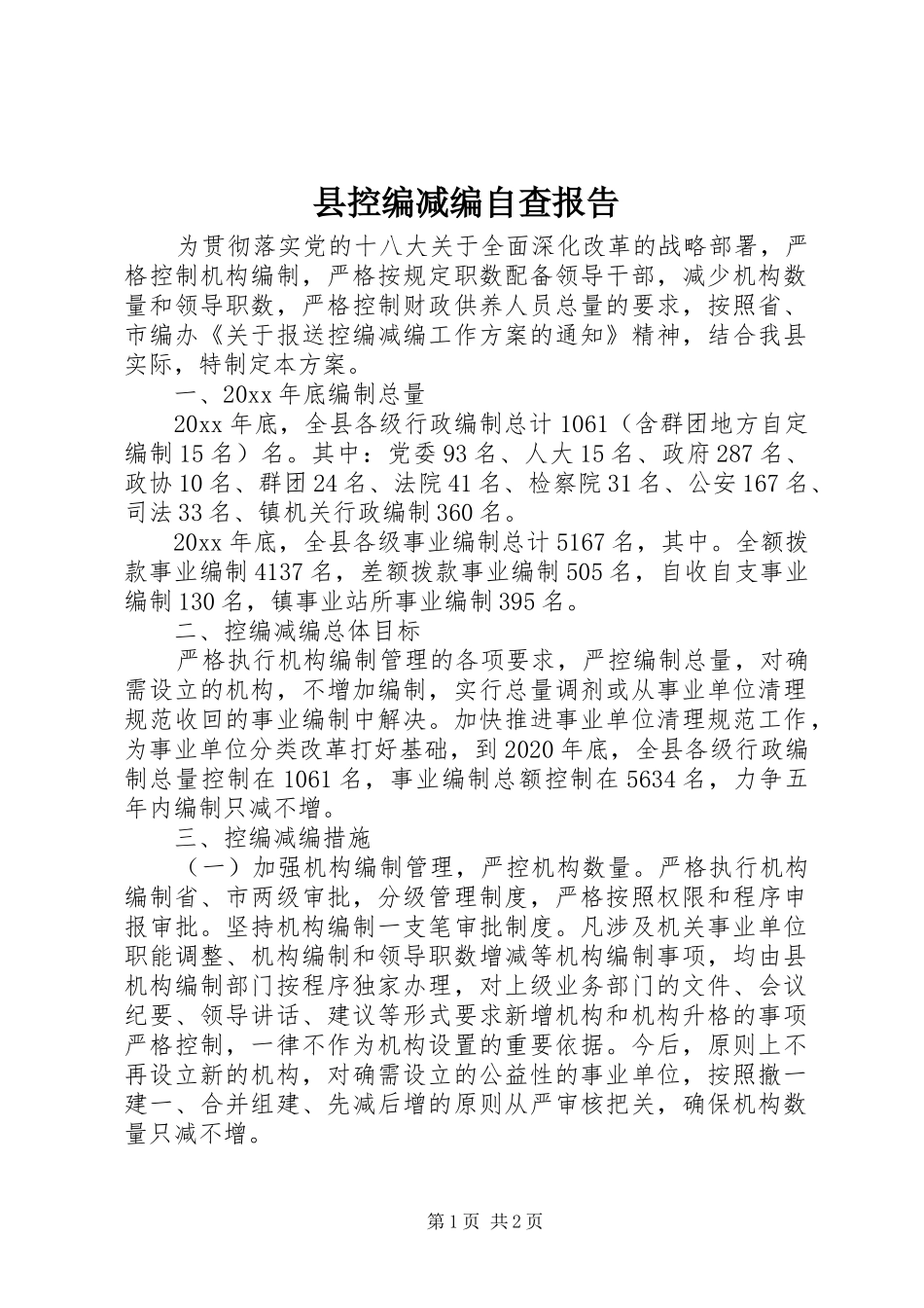 县控编减编自查报告_第1页