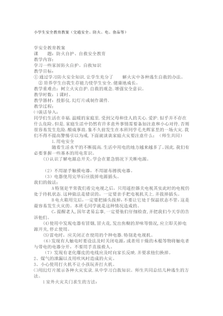 小学生安全教育教案(交通安全、防火、电、食品等)