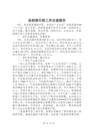 县招商引资工作自查报告