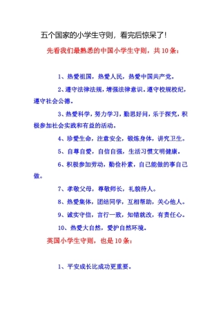 五个国家的小学生守则