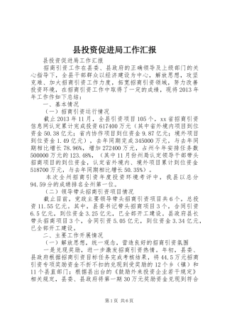 县投资促进局工作汇报