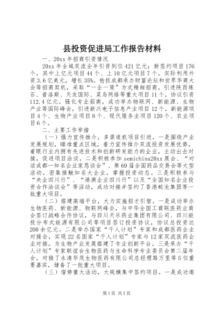 县投资促进局工作报告材料