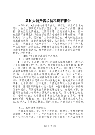 县扩大消费需求情况调研报告