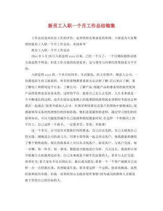 新员工入职一个月工作总结锦集 