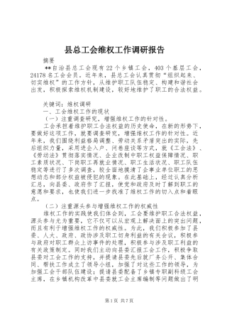 县总工会维权工作调研报告