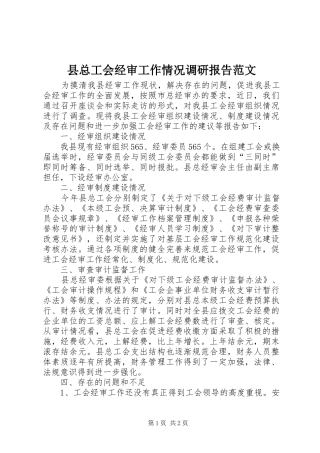 县总工会经审工作情况调研报告范文