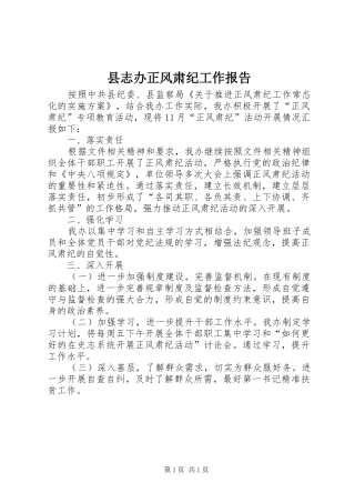 县志办正风肃纪工作报告
