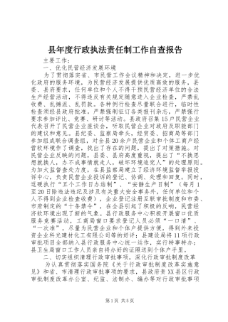 县年度行政执法责任制工作自查报告