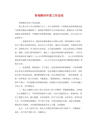 咨询顾问年度工作总结 