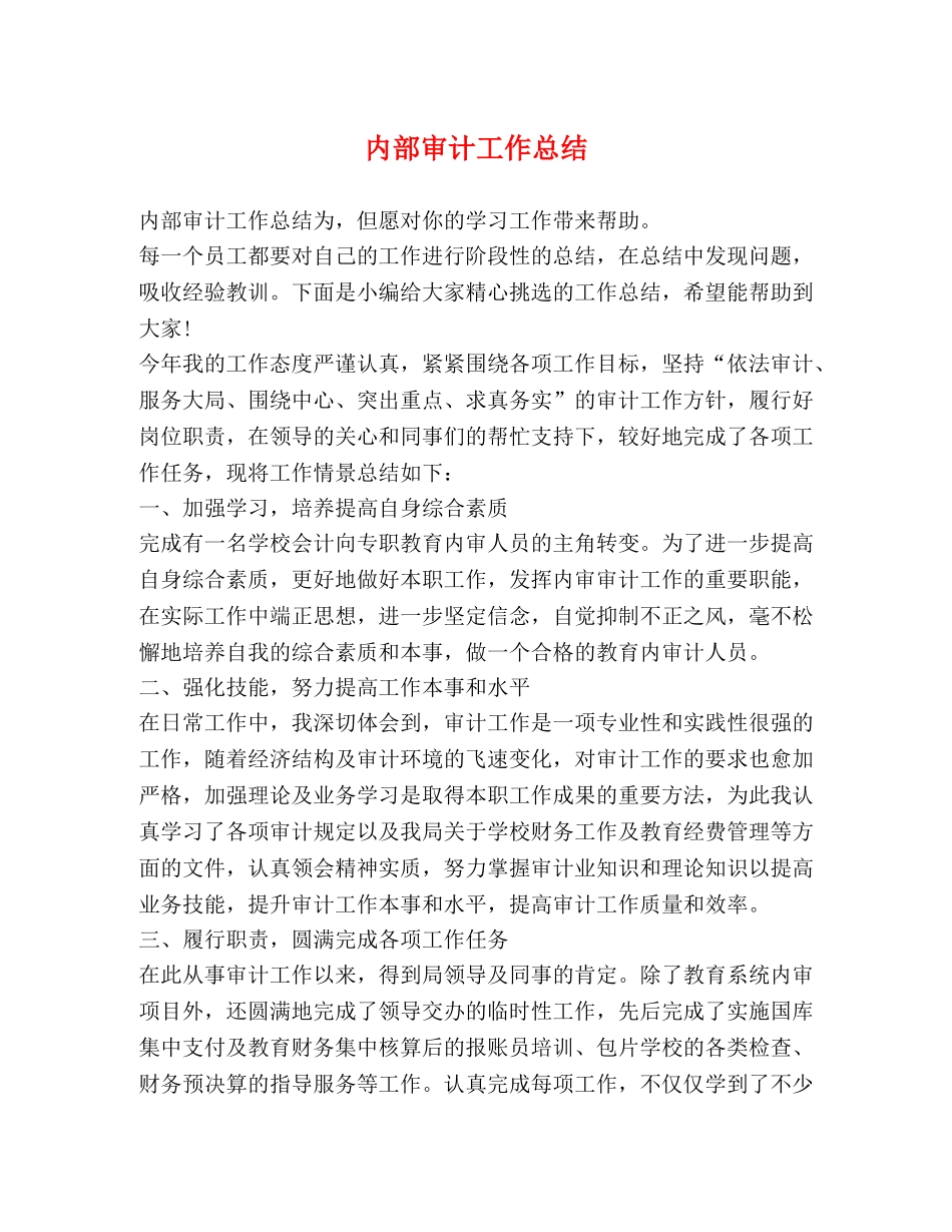 内部审计工作总结 _第1页