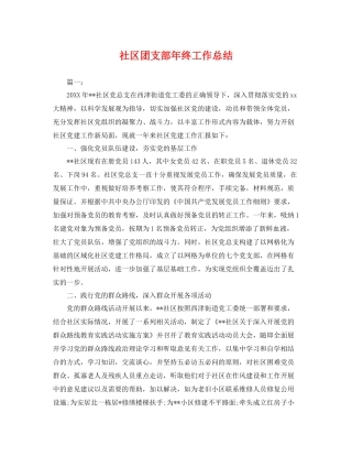 社区团支部年终工作总结 