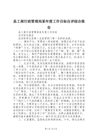 县工商行政管理局某年度工作目标自评综合报告