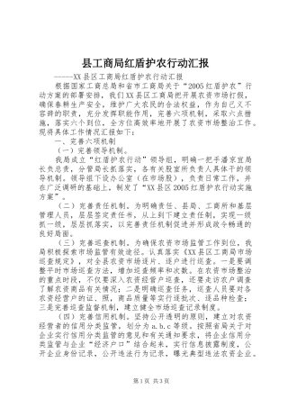 县工商局红盾护农行动汇报
