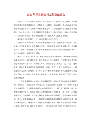 2020年项目部实习工作总结范文 