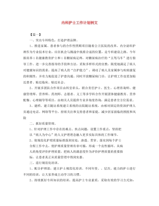 内科护士工作计划例文 