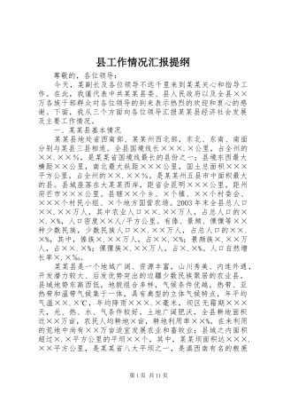 县工作情况汇报提纲