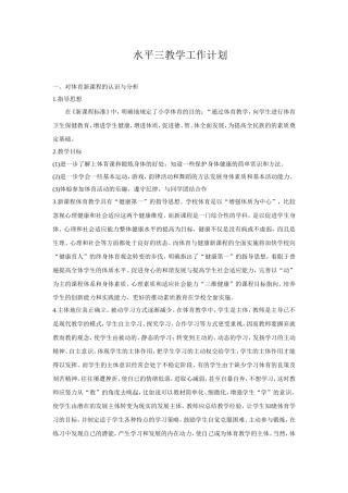 水平三教学工作计划