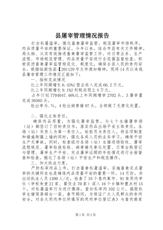 县屠宰管理情况报告