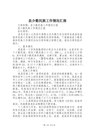 县少数民族工作情况汇报