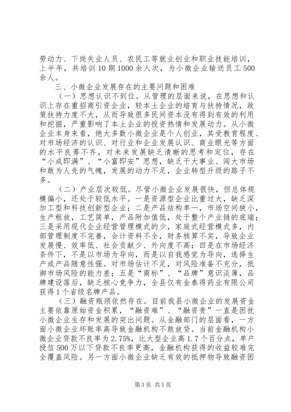 县小微企业发展情况调研报告_第3页