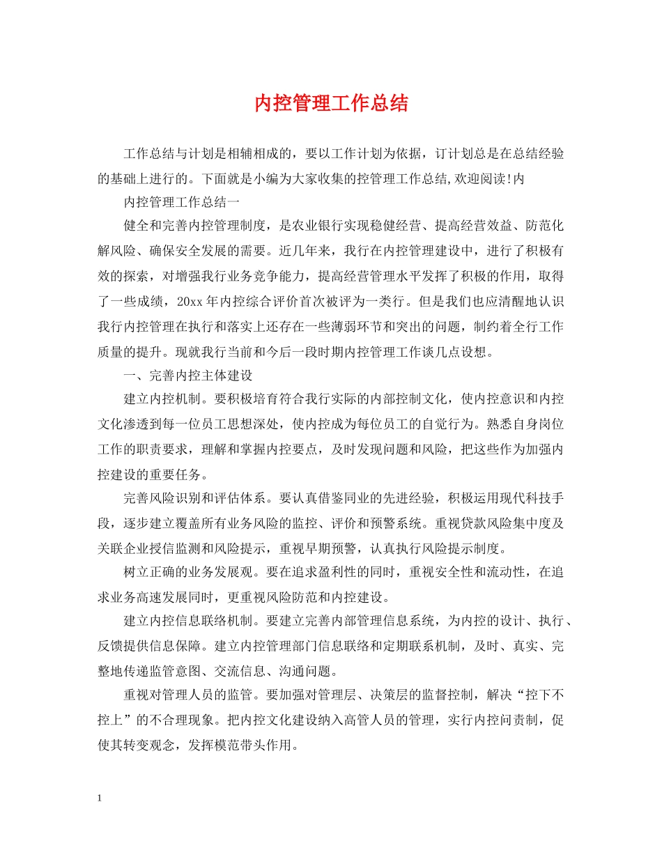 内控管理工作总结 _第1页