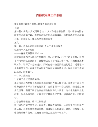 内勤试用期工作总结 