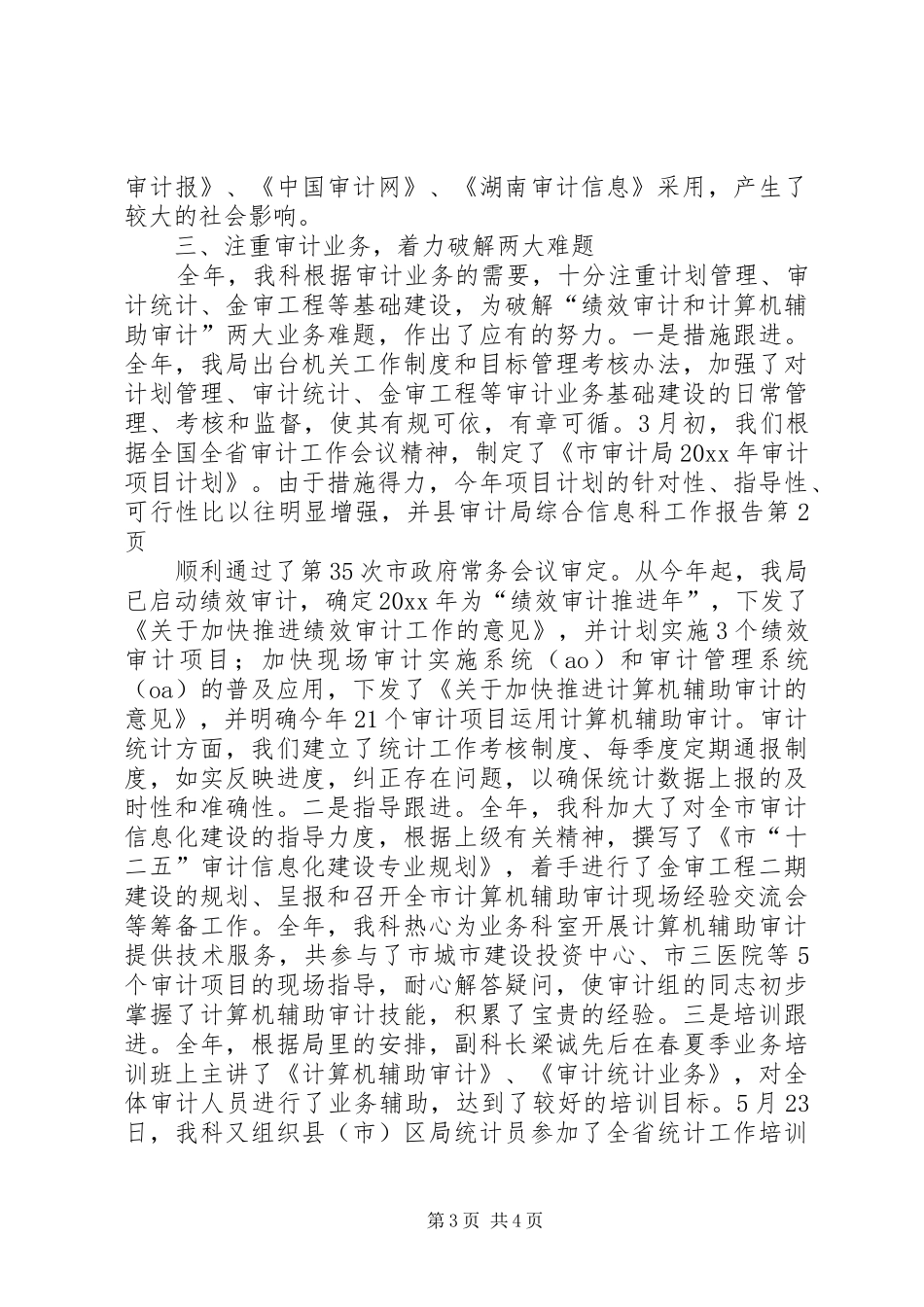 县审计局综合信息科工作报告_第3页
