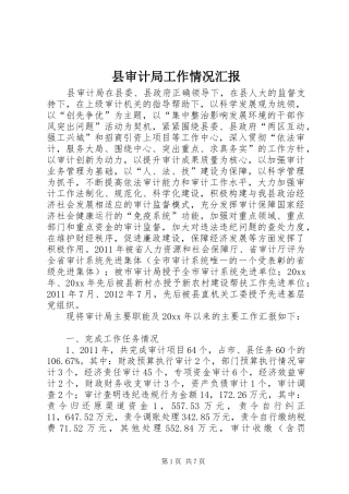 县审计局工作情况汇报