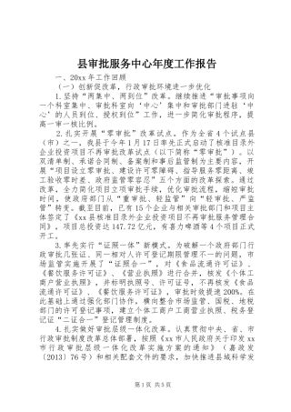 县审批服务中心年度工作报告